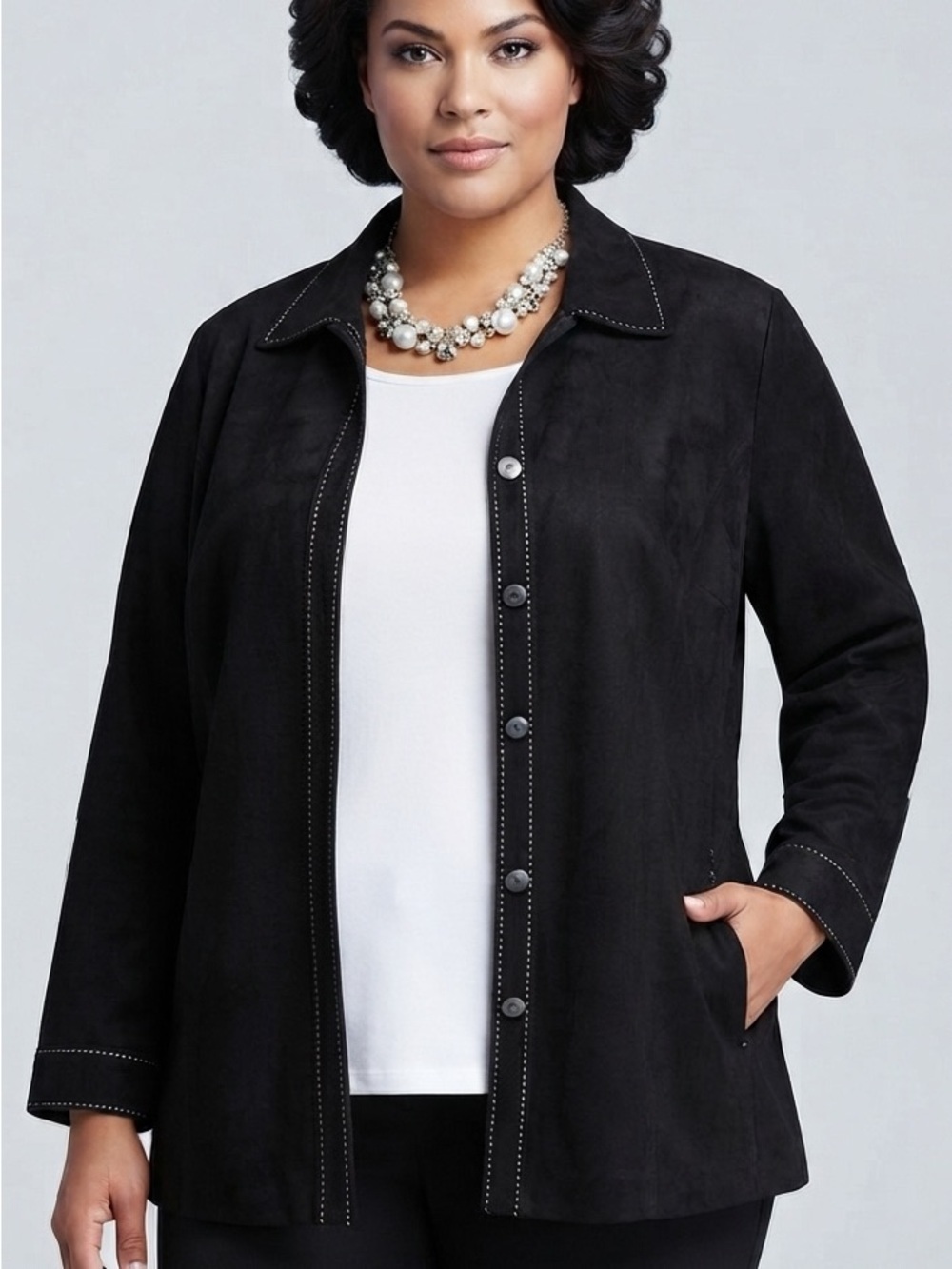 ALIA Black Jacket with White Accent Stitching Plus size 16